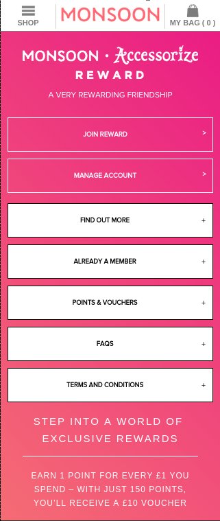 MONSOON REWARD CARD